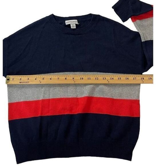 Harper Canyon Sparkle Striped‎ Crewneck Sweater Size Medium 8/10 - Picture 3 of 9